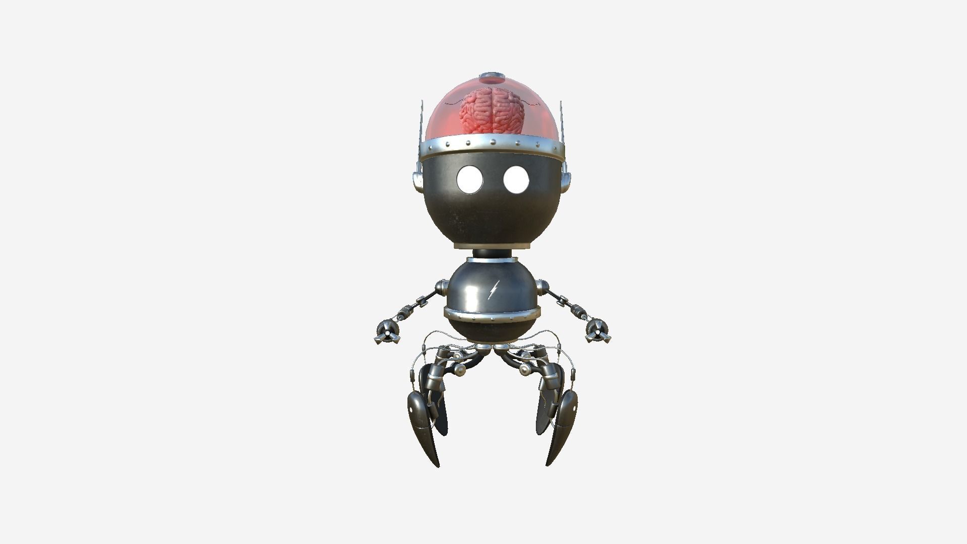 Brain Robot G03 Dark Steel - SciFi Character Design Low-poly 3D model_1