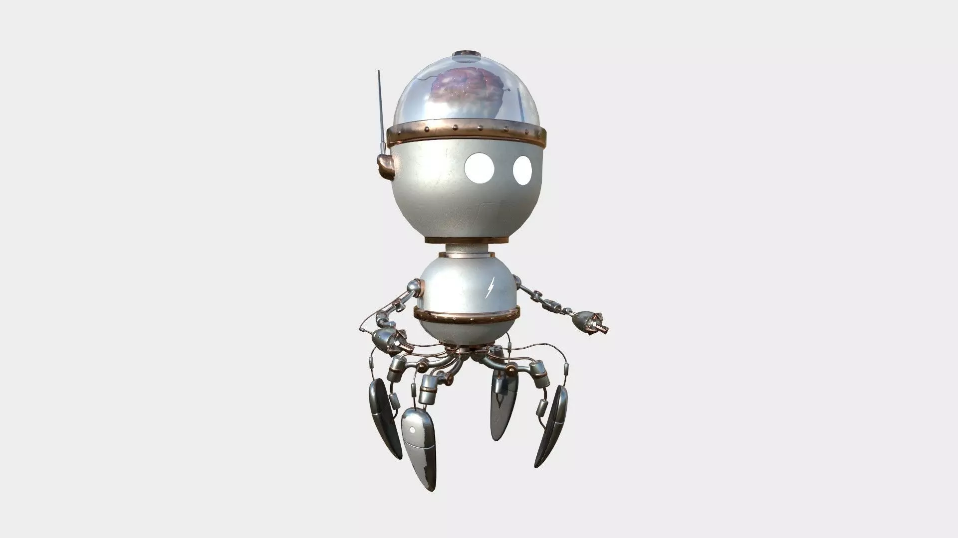 Brain Robot G04 Steel - SciFi Character Design Low-poly 3D model_0