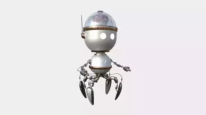 Brain Robot G04 Steel - SciFi Character Design Low-poly 3D model