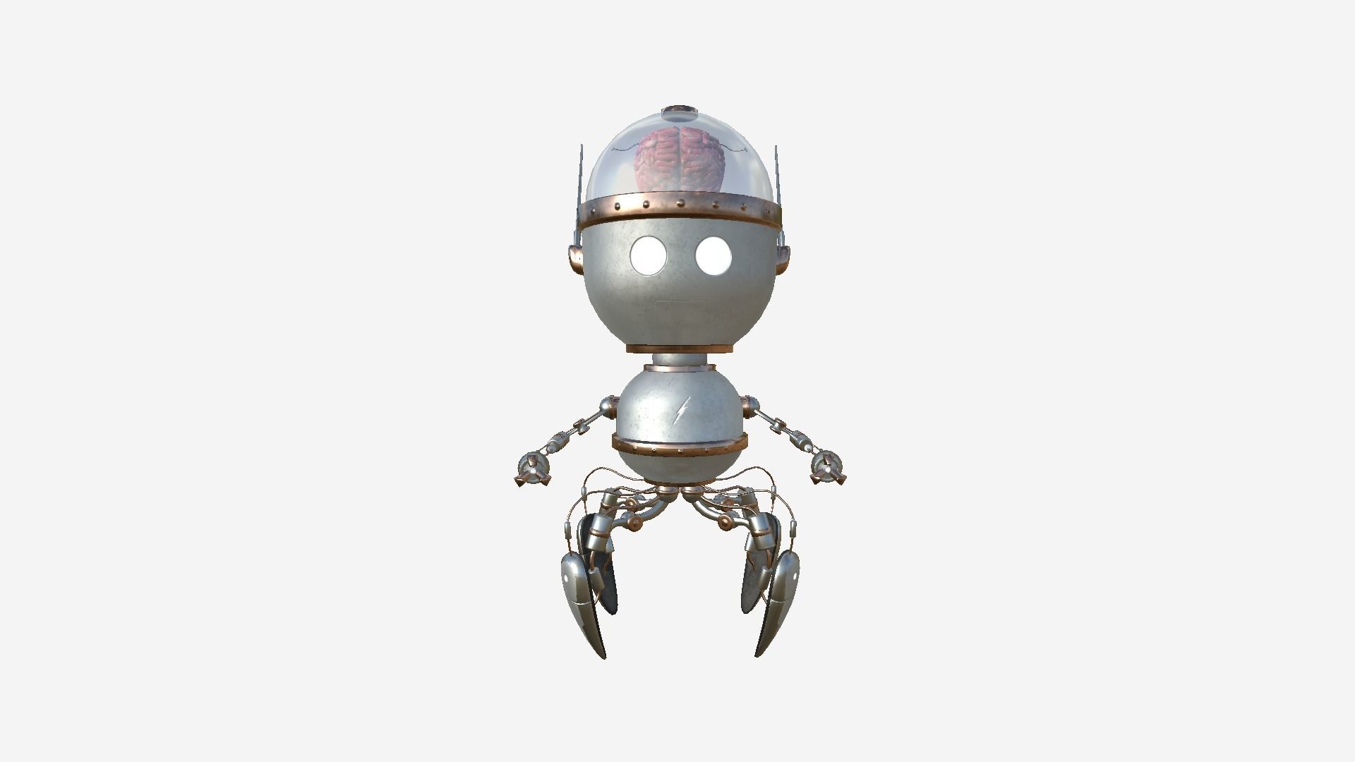 Brain Robot G04 Steel - SciFi Character Design Low-poly 3D model_1