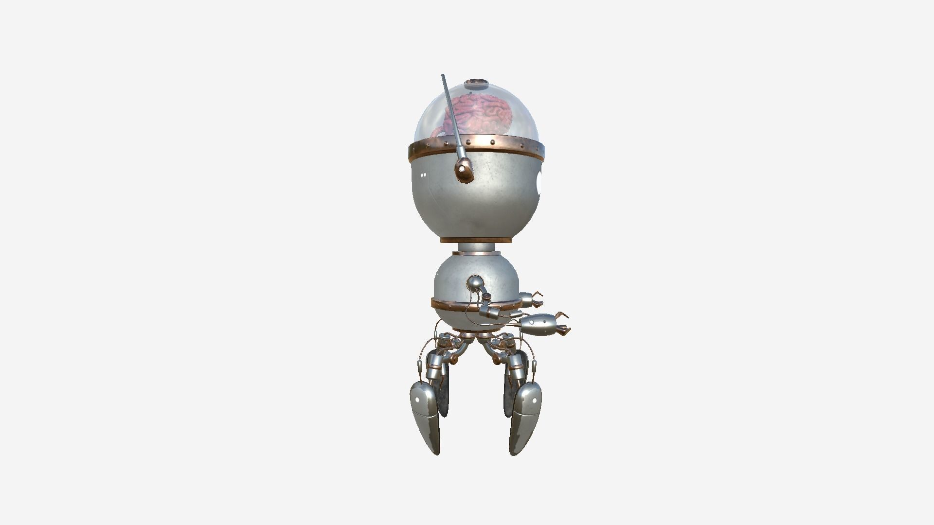 Brain Robot G04 Steel - SciFi Character Design Low-poly 3D model_2