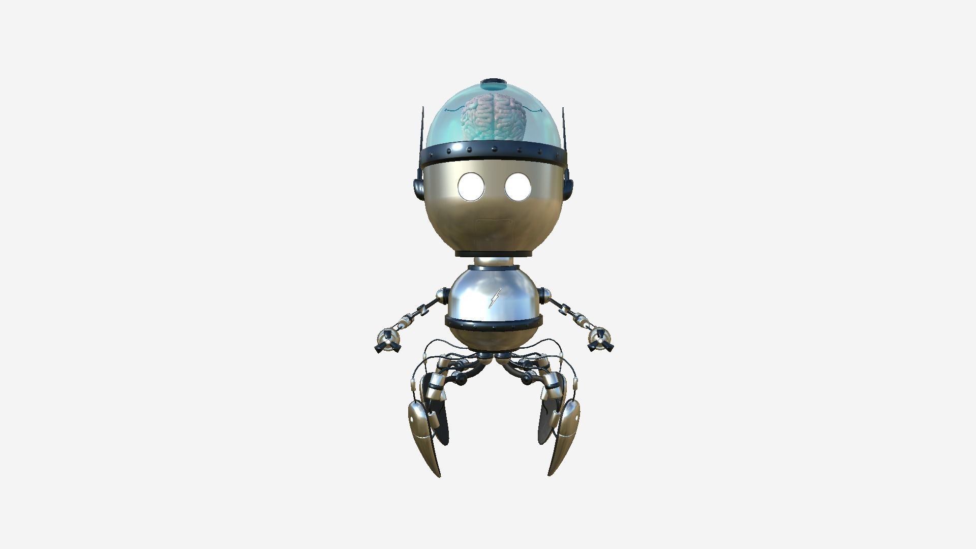 Brain Robot G08 Aluminum - SciFi Character Design Low-poly 3D model_1