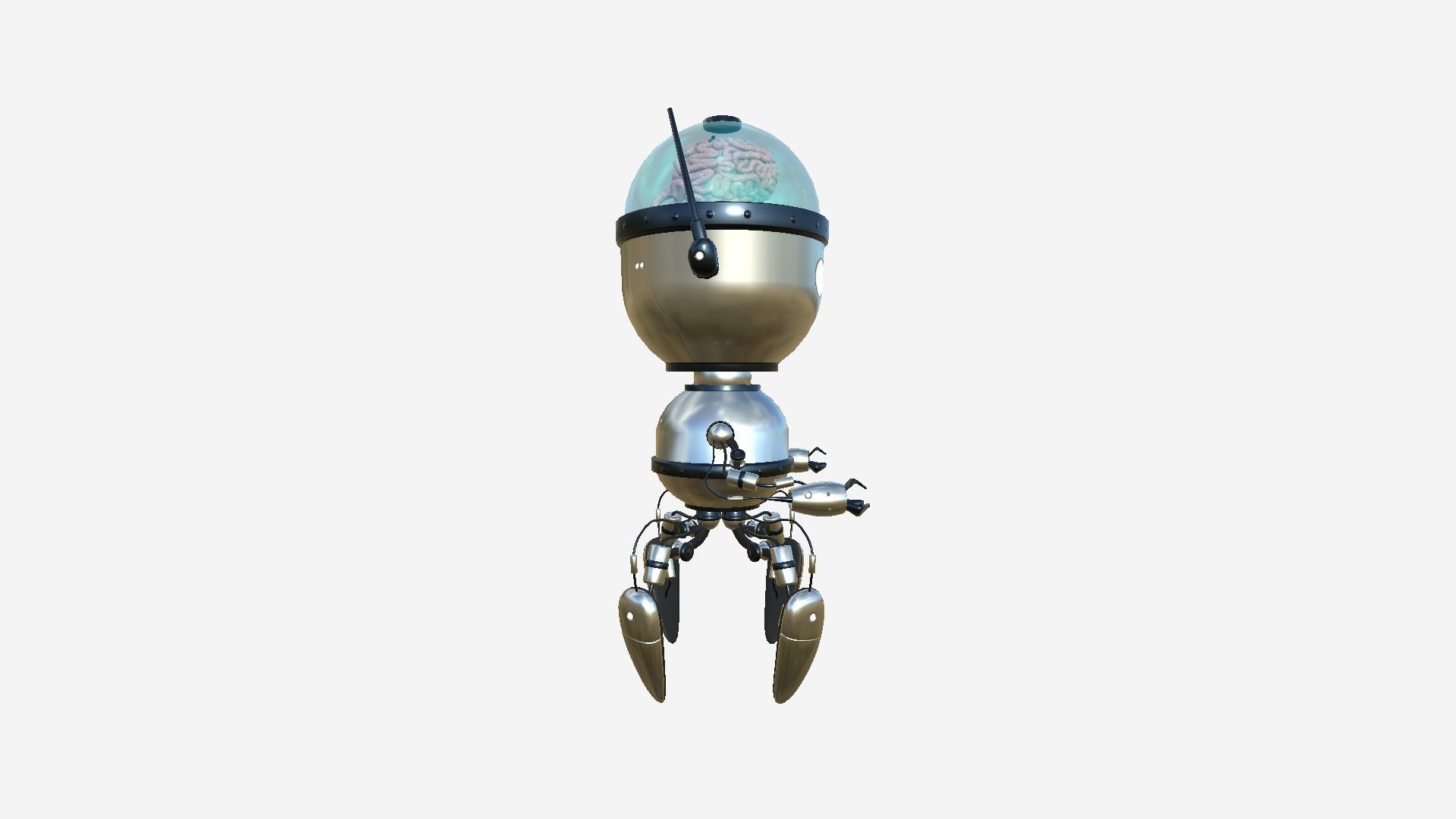 Brain Robot G08 Aluminum - SciFi Character Design Low-poly 3D model_2