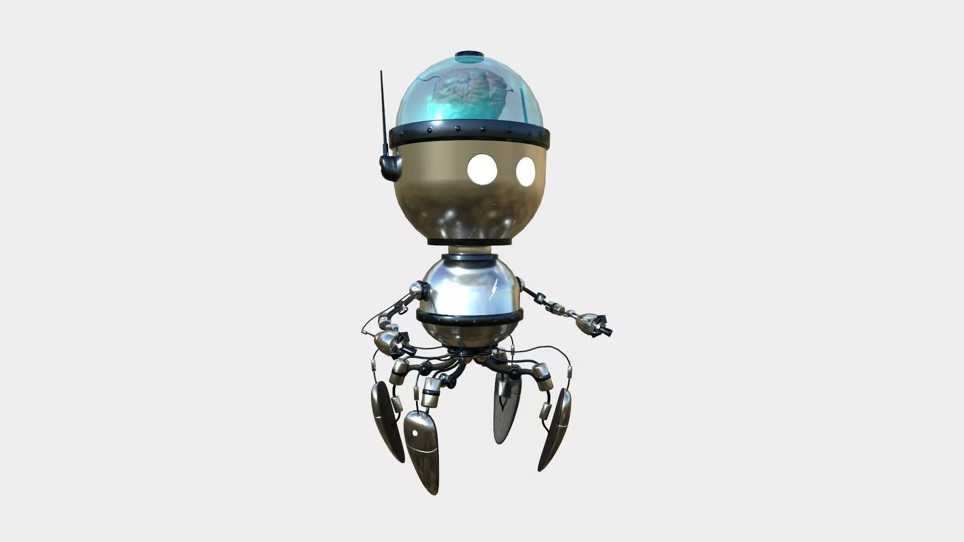 Brain Robot G08 Aluminum - SciFi Character Design Low-poly 3D model_0