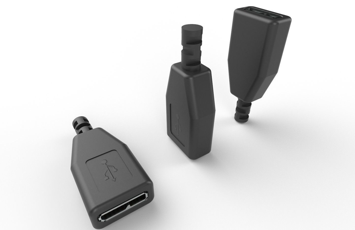 USB M3  Micro Type B 30 Female Low-poly 3D model_8