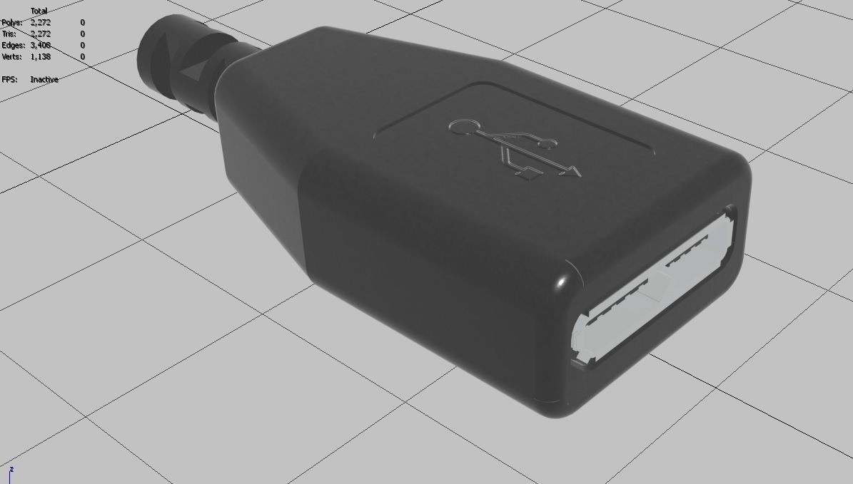 USB M3  Micro Type B 30 Female Low-poly 3D model_32