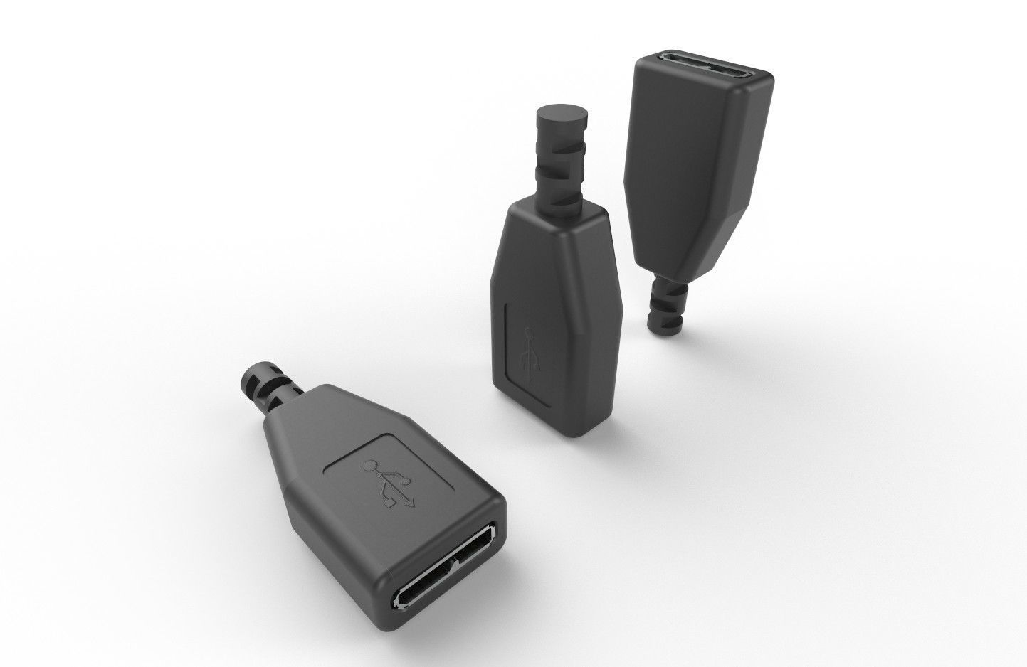 USB M3  Micro Type B 30 Female Low-poly 3D model_18