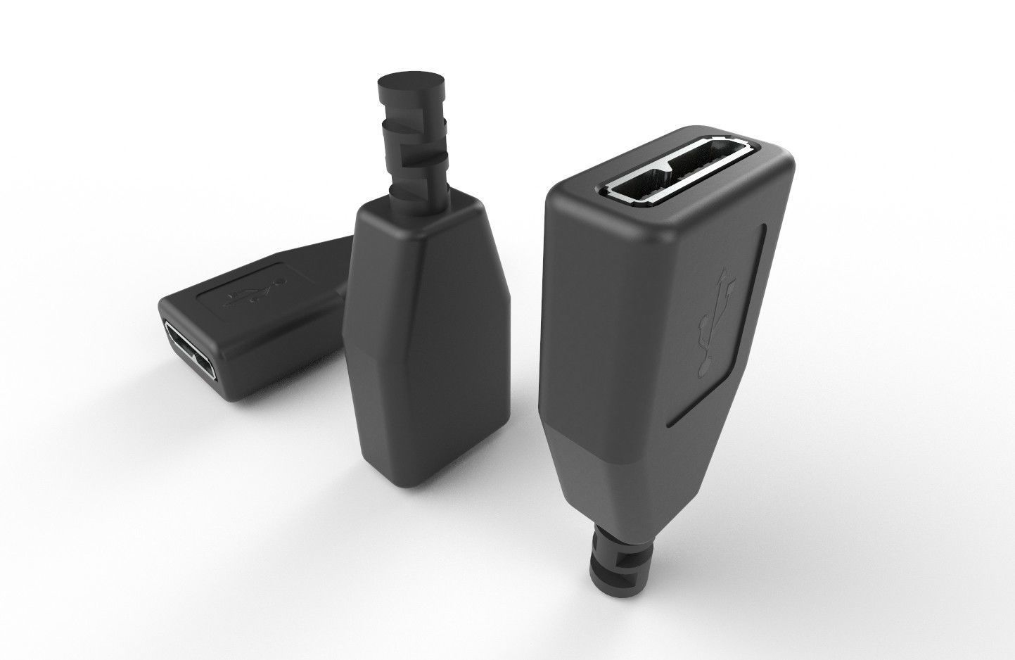 USB M3  Micro Type B 30 Female Low-poly 3D model_11