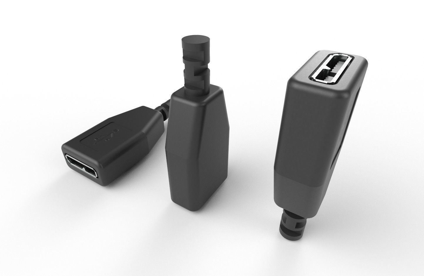 USB M3  Micro Type B 30 Female Low-poly 3D model_10