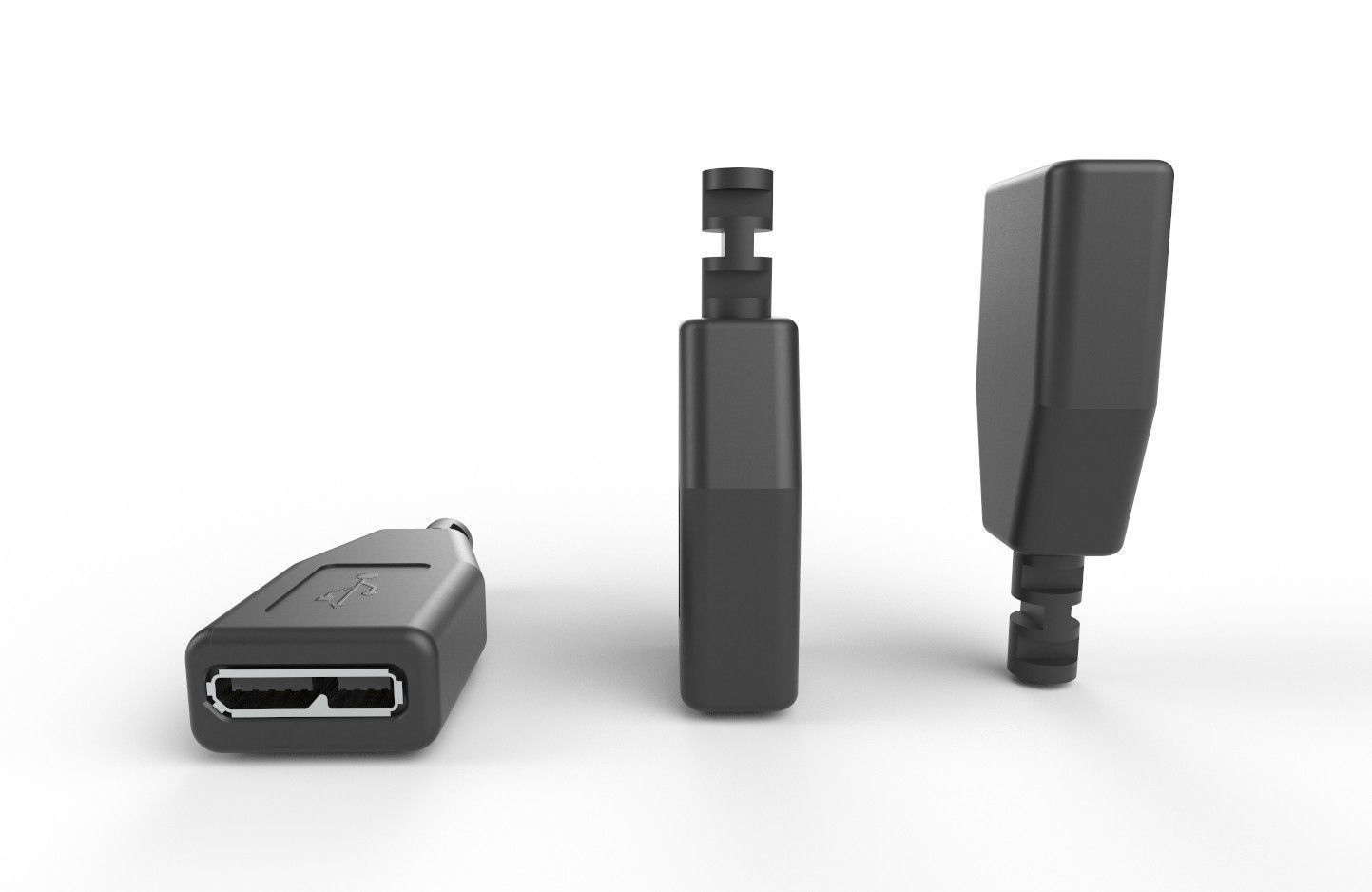 USB M3  Micro Type B 30 Female Low-poly 3D model_5