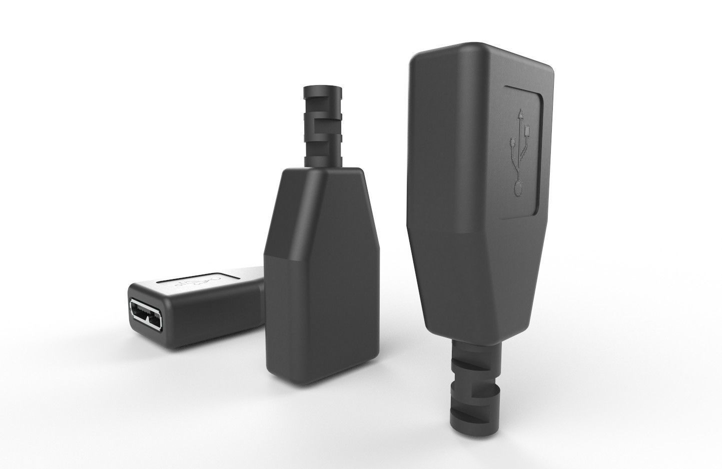 USB M3  Micro Type B 30 Female Low-poly 3D model_23