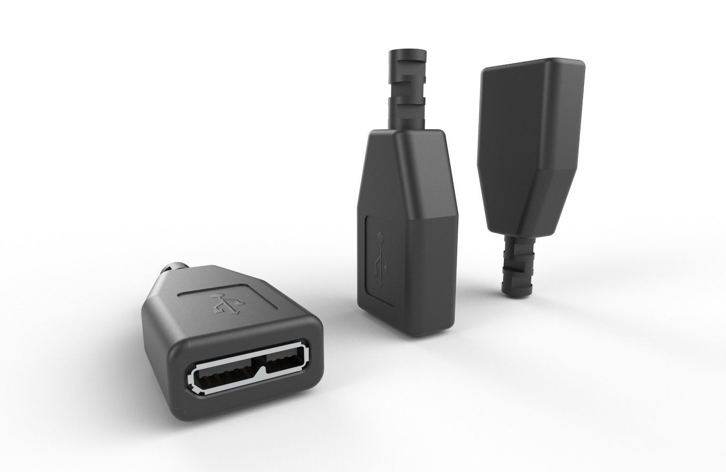 USB M3  Micro Type B 30 Female Low-poly 3D model_4