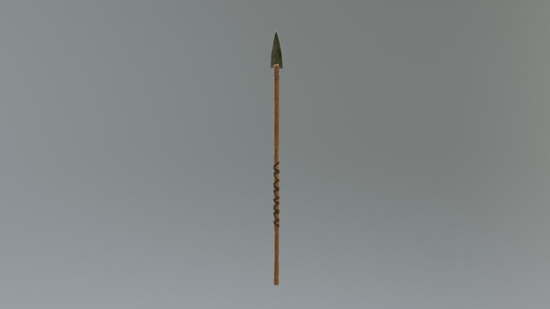spear low-poly PBR with wooden handle Low-poly 3D model_7