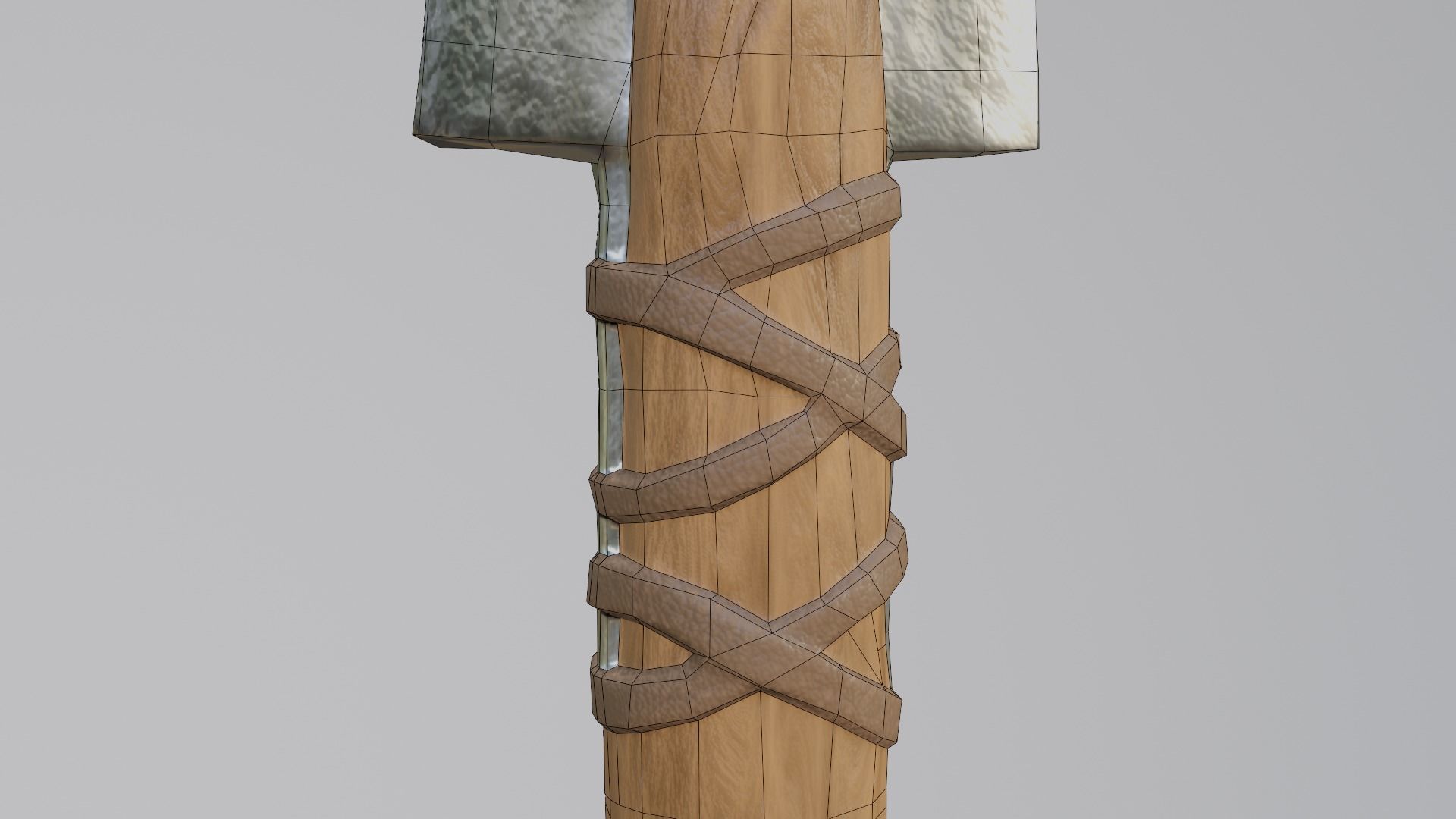 spear low-poly PBR with wooden handle Low-poly 3D model_21
