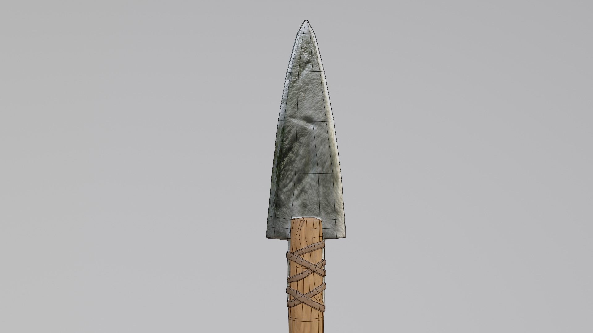 spear low-poly PBR with wooden handle Low-poly 3D model_15