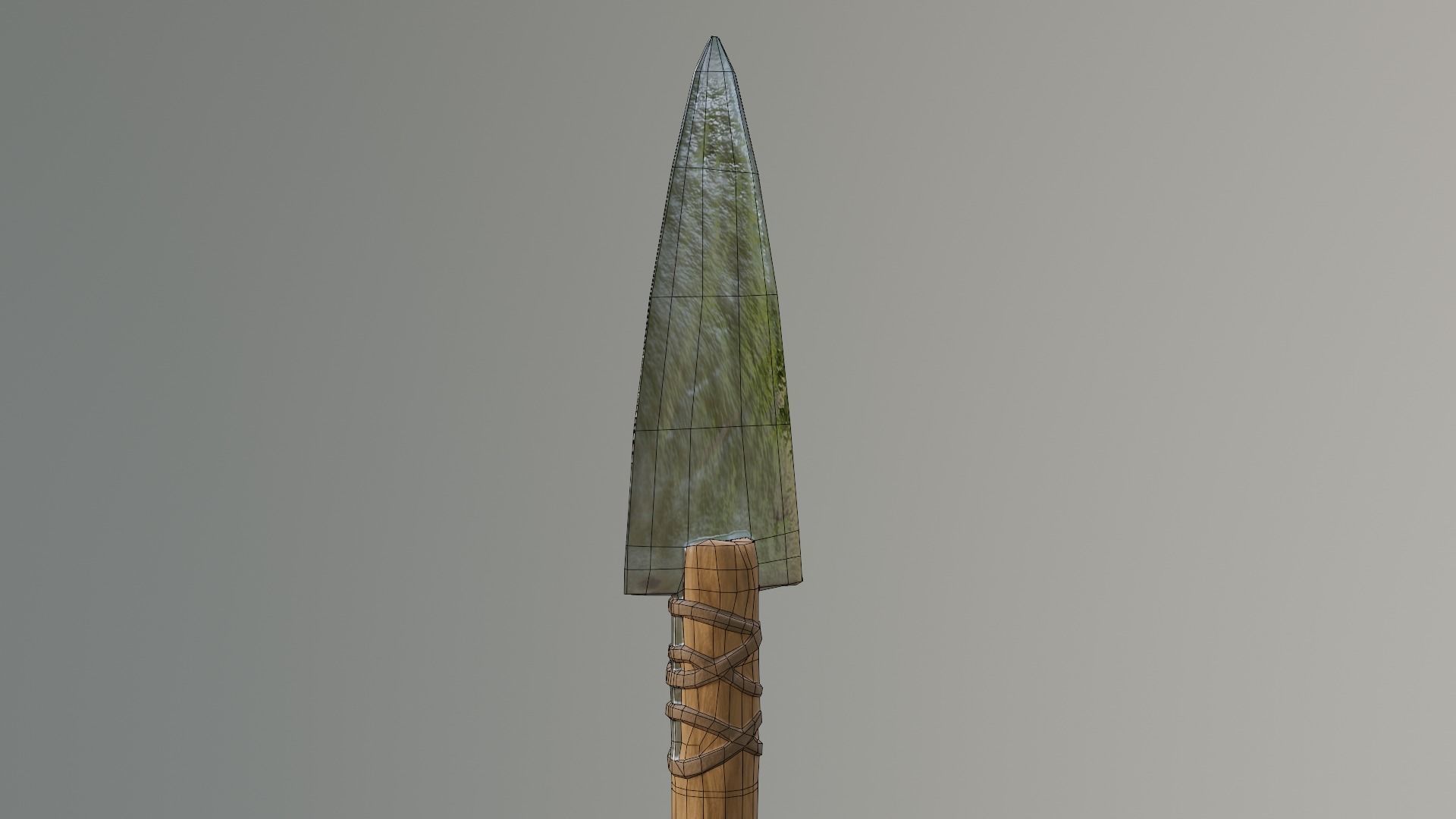 spear low-poly PBR with wooden handle Low-poly 3D model_16