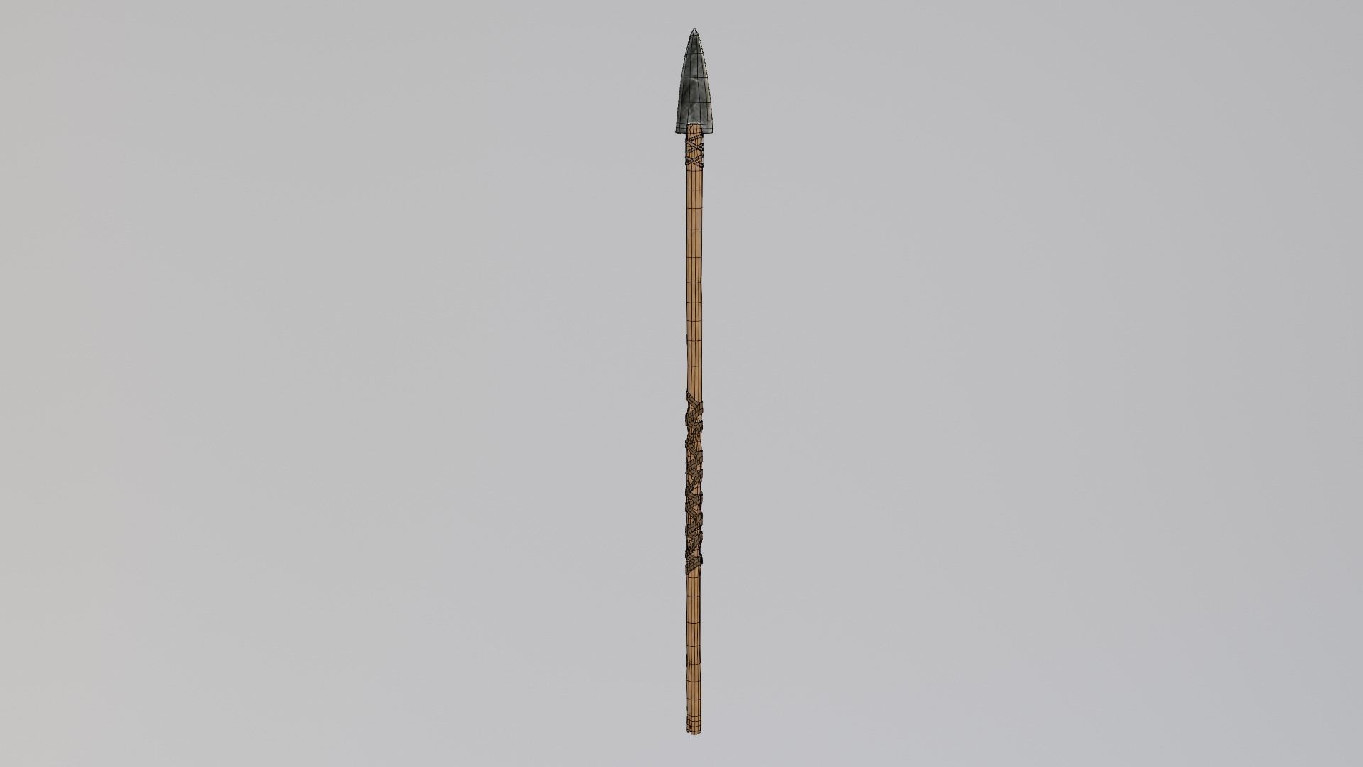 spear low-poly PBR with wooden handle Low-poly 3D model_20