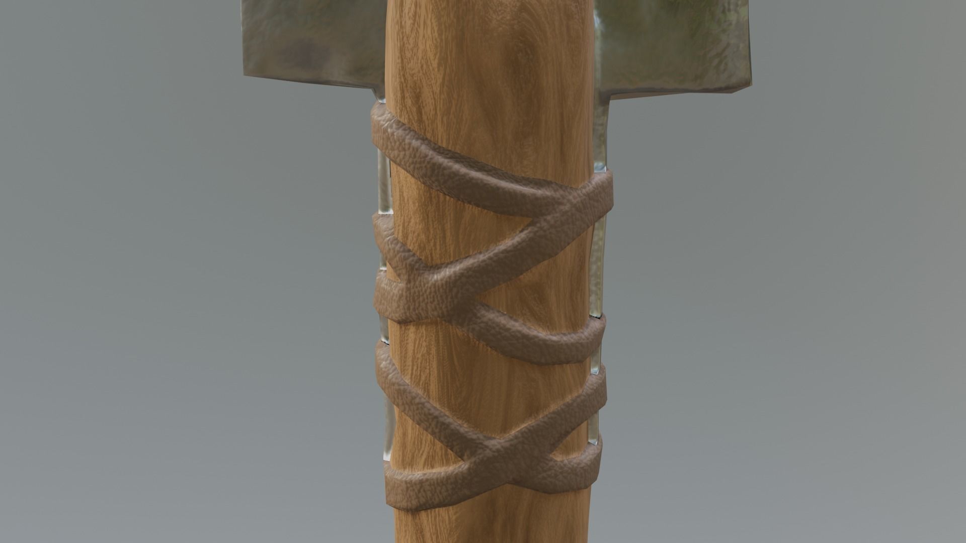 spear low-poly PBR with wooden handle Low-poly 3D model_5