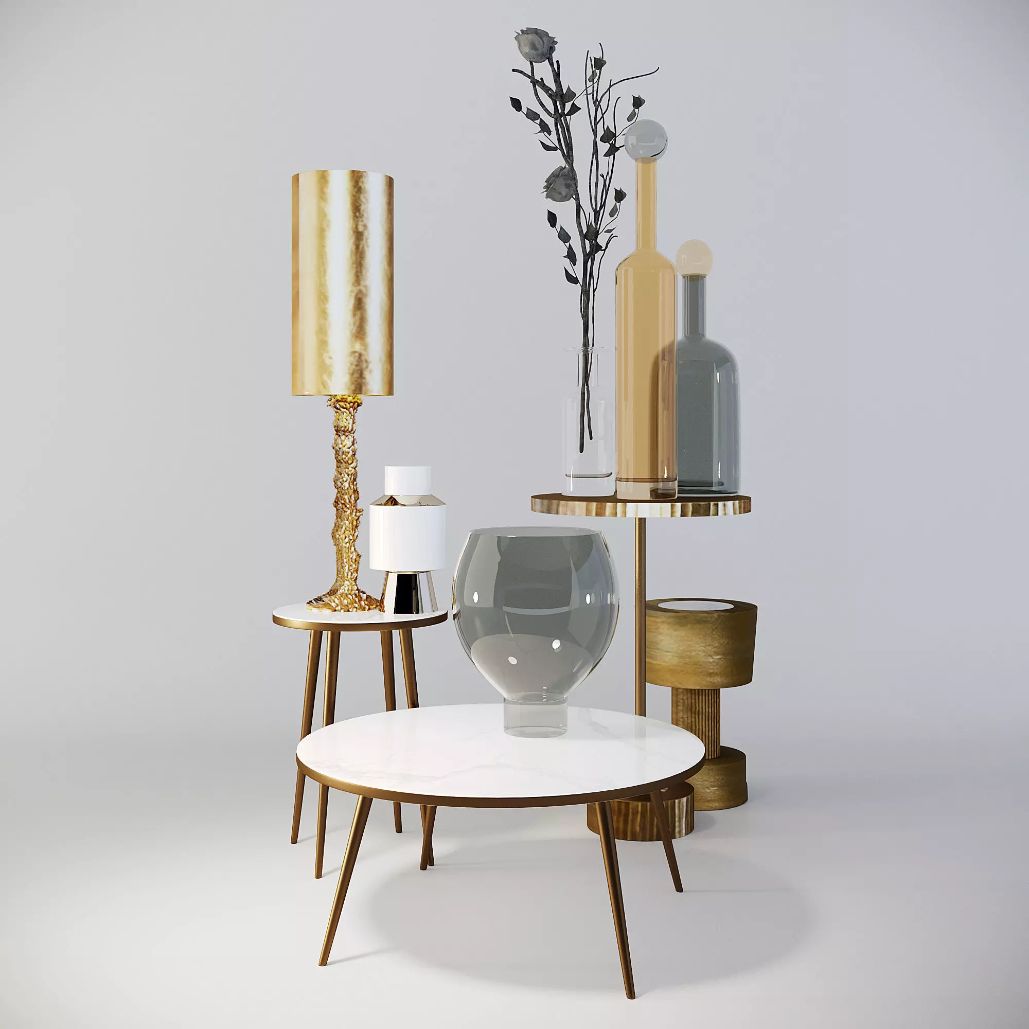 Pols Potten Marble Look Side Table White by Amara 3D model