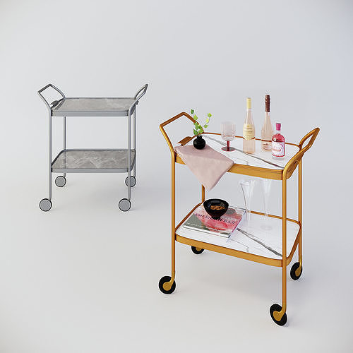 Kaymet Marble Drinks Trolley White by Amara 3D model