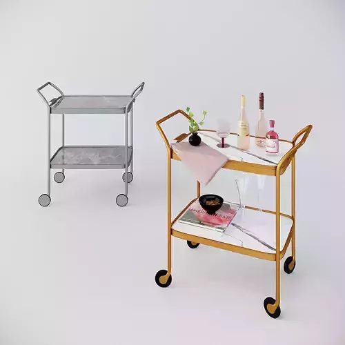 Kaymet Marble Drinks Trolley White by Amara 3D model