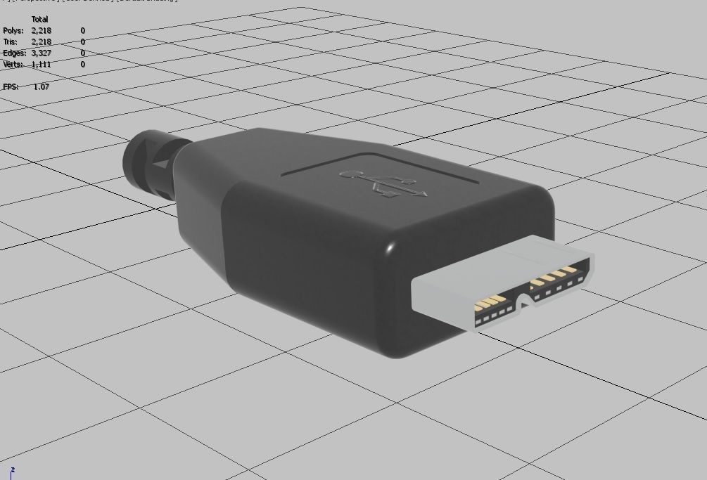 USB M4 Micro Type B 30 Male Low-poly 3D model_16