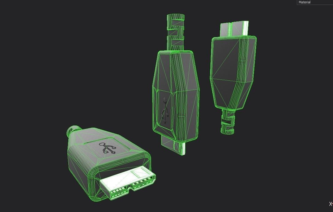 USB M4 Micro Type B 30 Male Low-poly 3D model_2