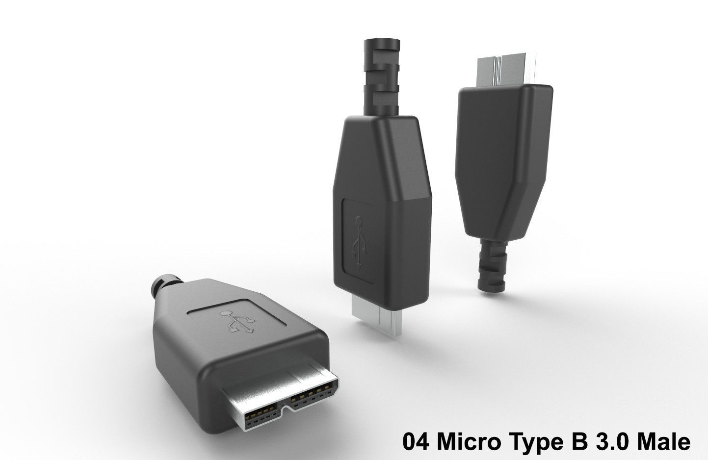 USB M4 Micro Type B 30 Male Low-poly 3D model_17
