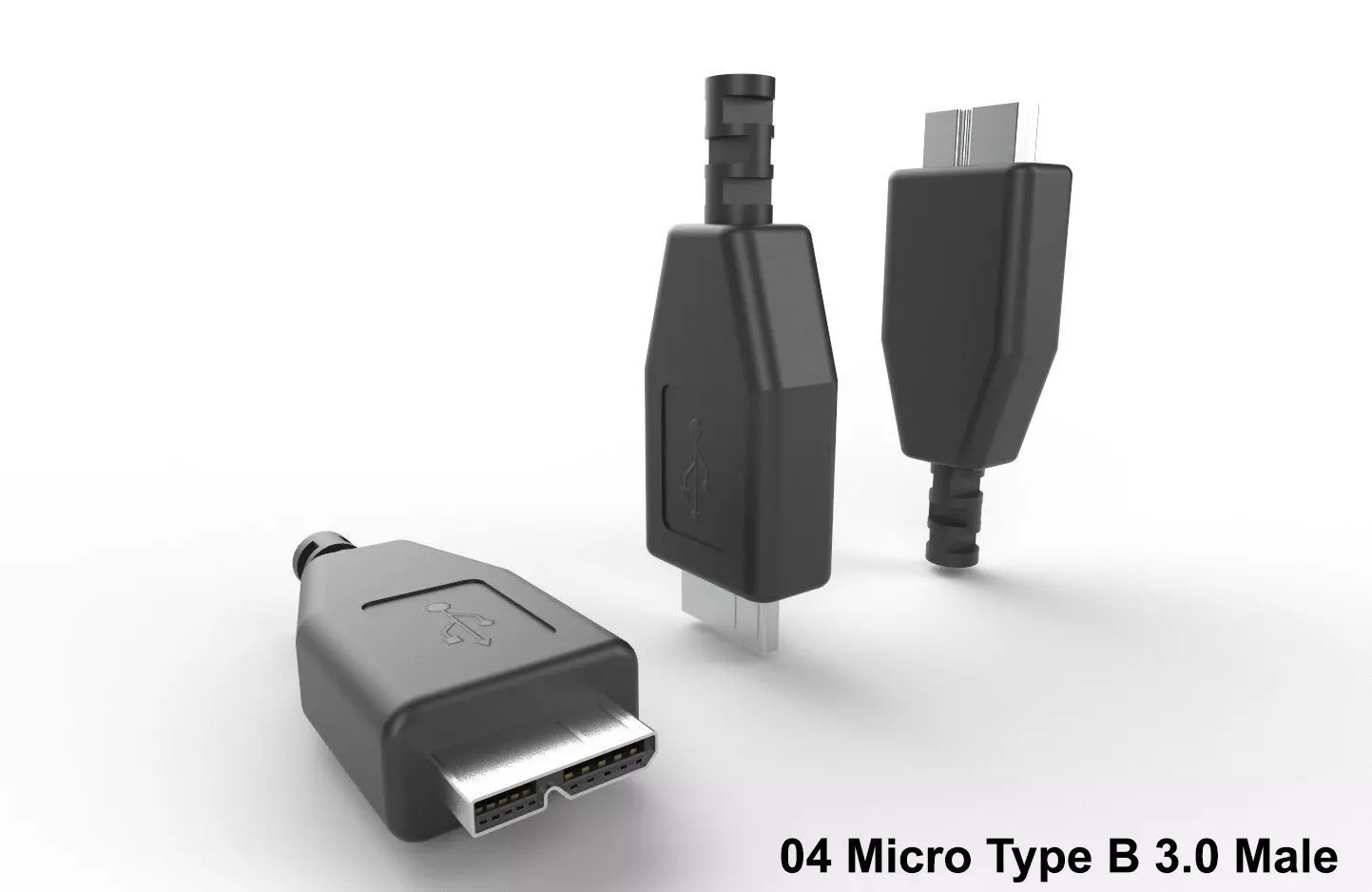 USB M4 Micro Type B 30 Male Low-poly 3D model_0