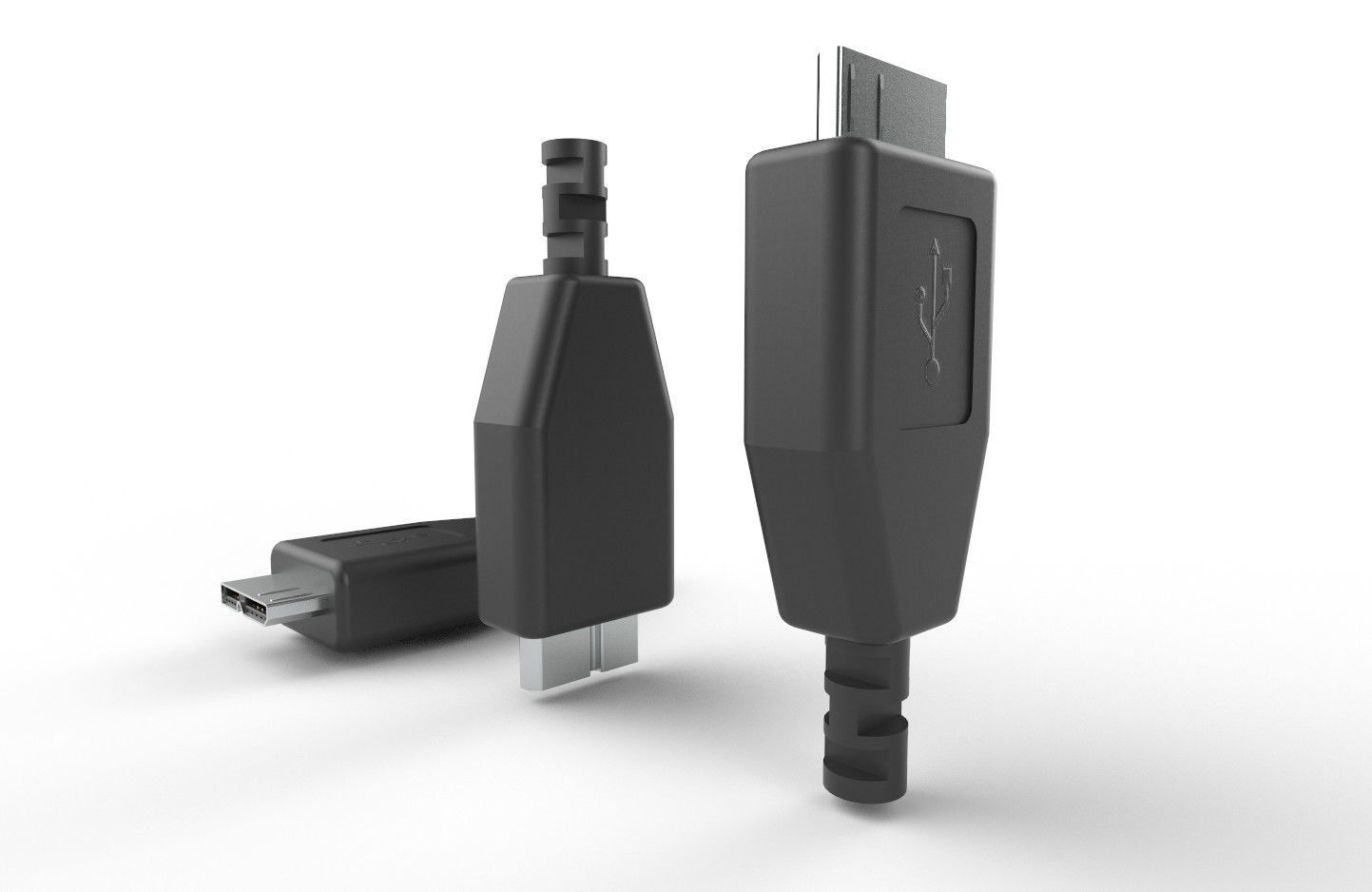 USB M4 Micro Type B 30 Male Low-poly 3D model_7