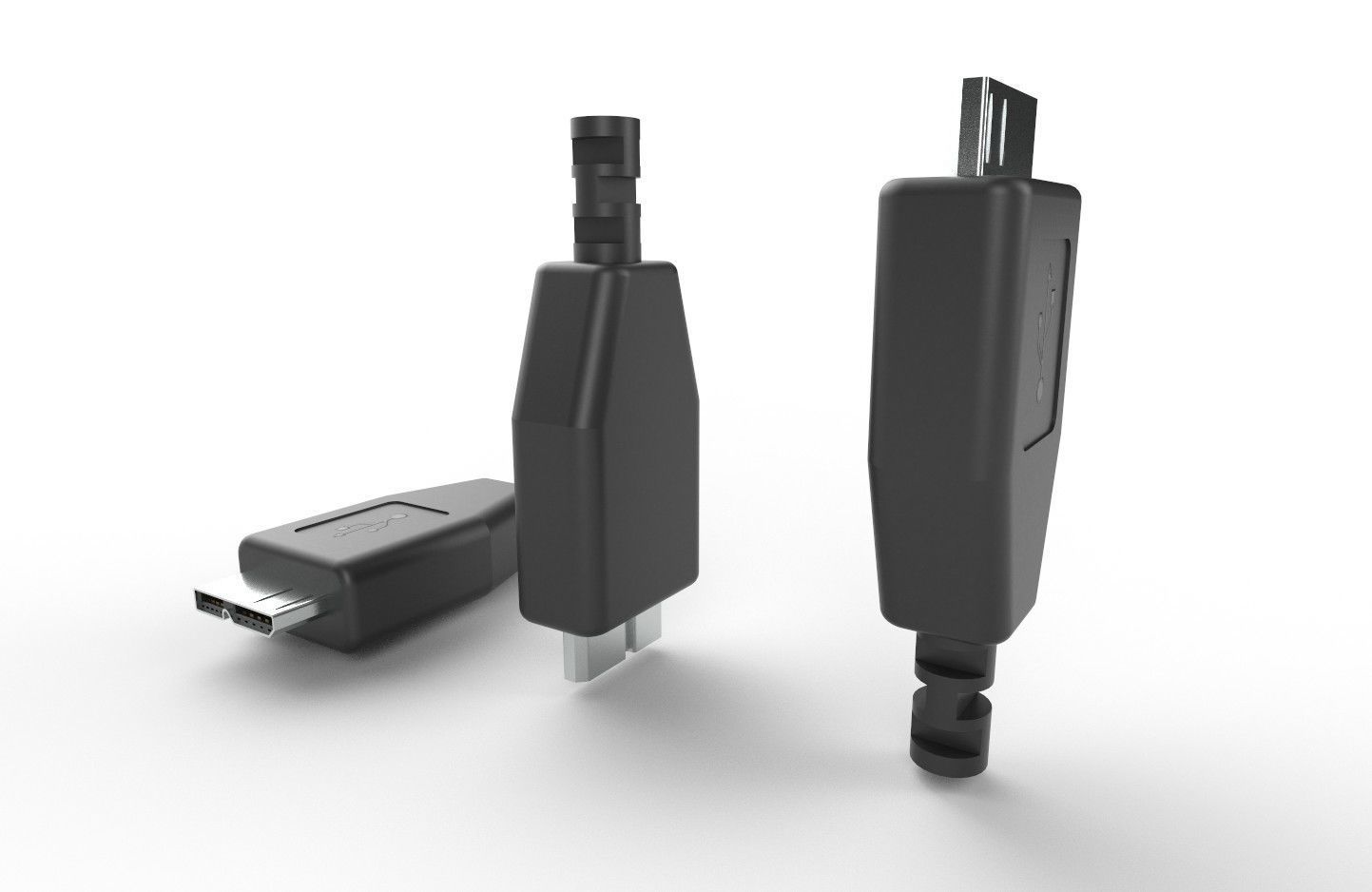 USB M4 Micro Type B 30 Male Low-poly 3D model_6