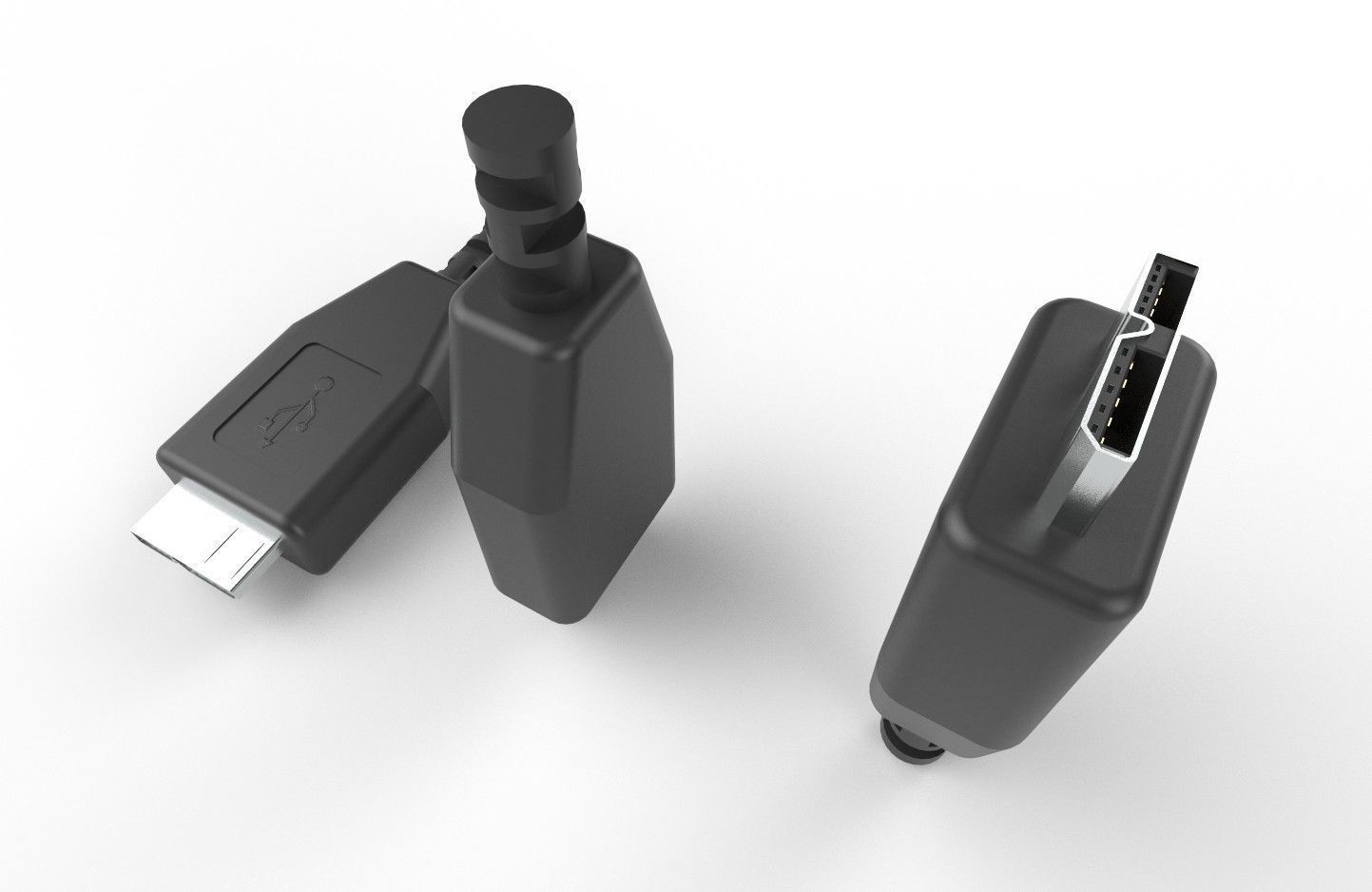 USB M4 Micro Type B 30 Male Low-poly 3D model_30