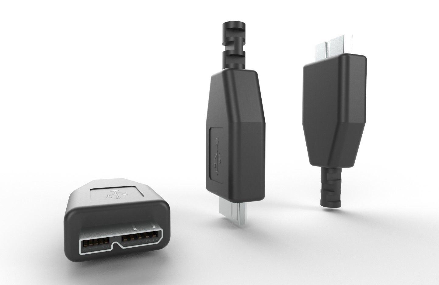 USB M4 Micro Type B 30 Male Low-poly 3D model_4