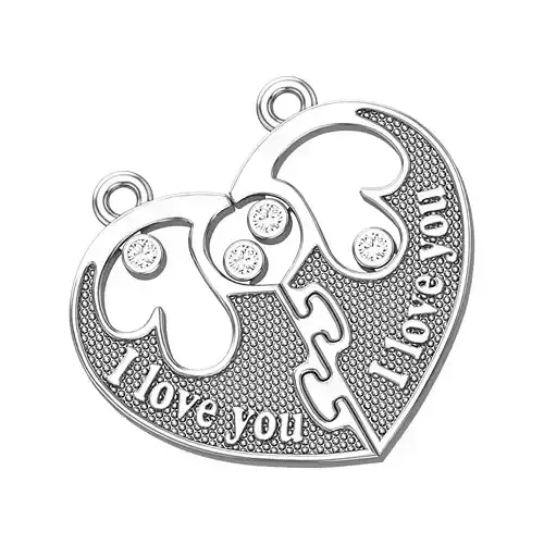 Puzzle heart pendant 3D print model