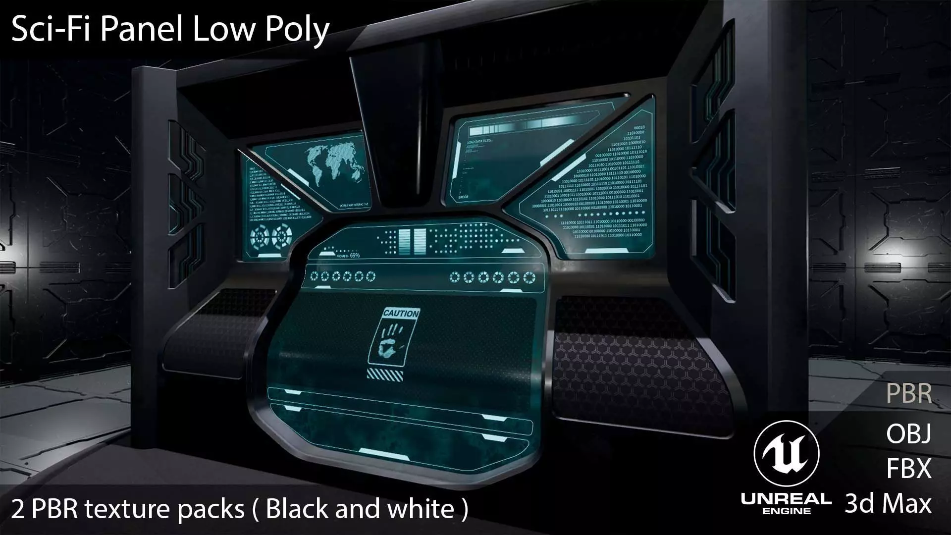 Sci-Fi panels vol 02 PBR Low-poly 3D model_0