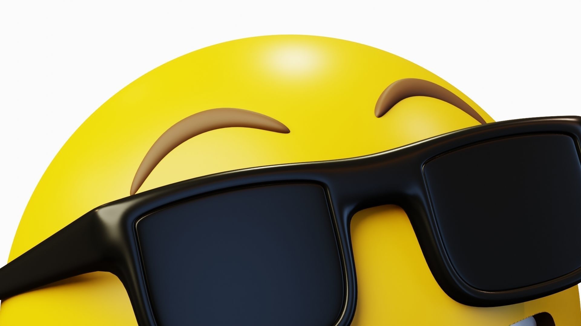 Cooler than you yellow ball Emoticon Emoji or Smiley 3D model_5