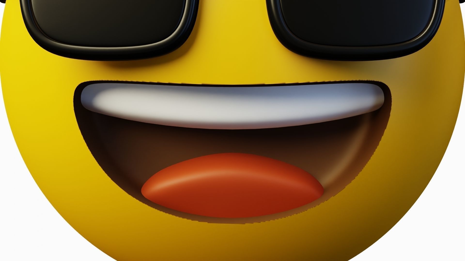 Cooler than you yellow ball Emoticon Emoji or Smiley 3D model_6