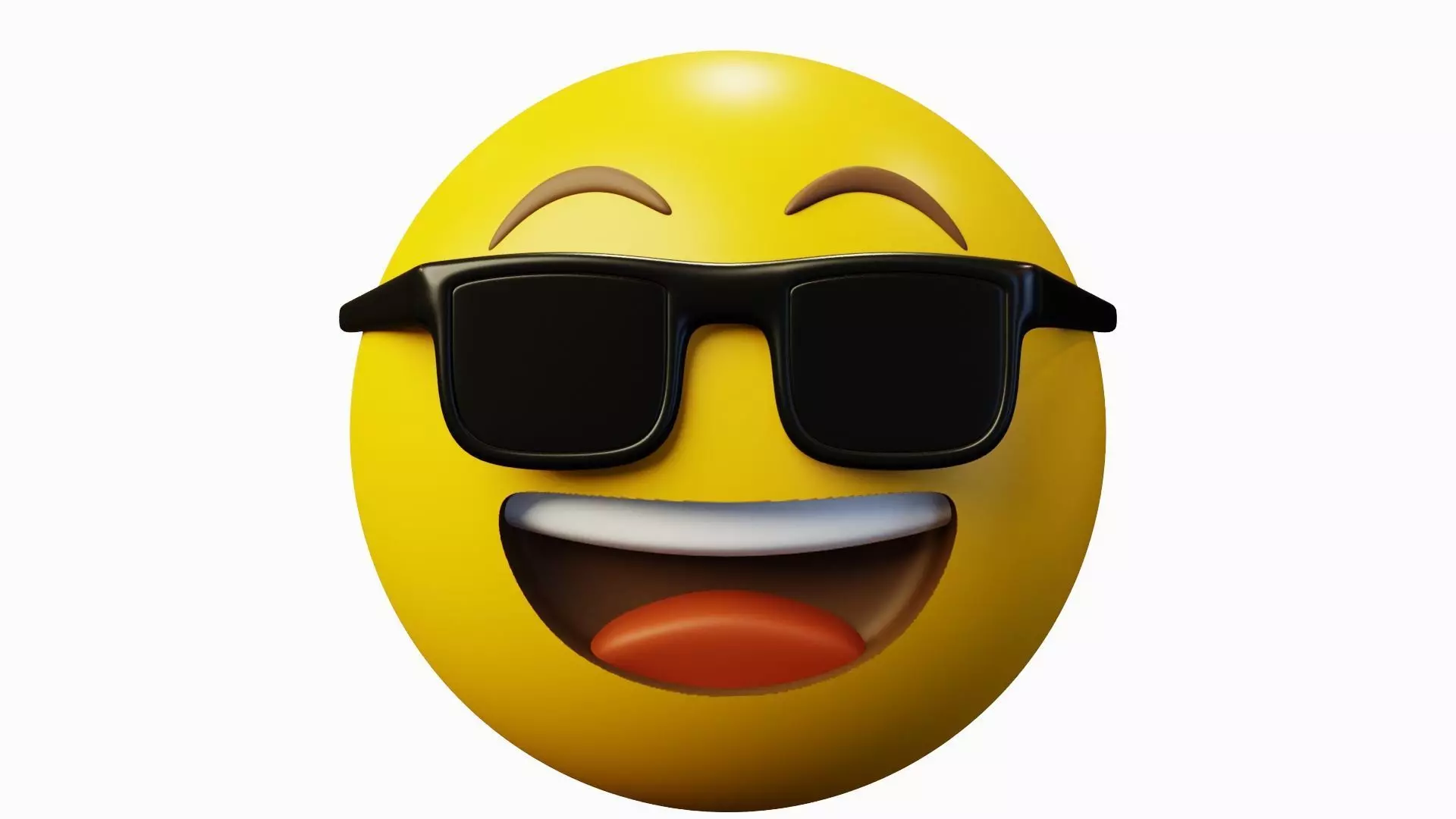 Cooler than you yellow ball Emoticon Emoji or Smiley 3D model_0