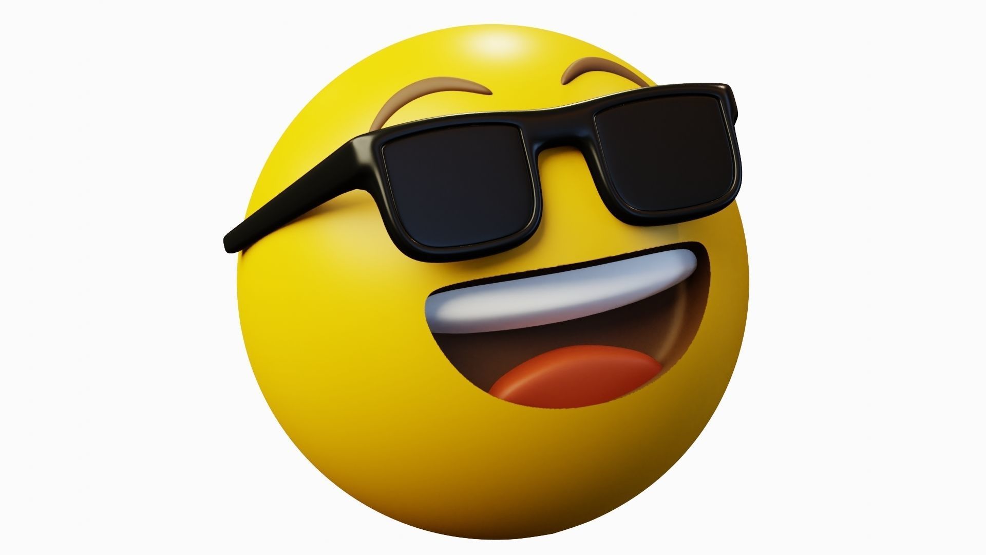 Cooler than you yellow ball Emoticon Emoji or Smiley 3D model_2