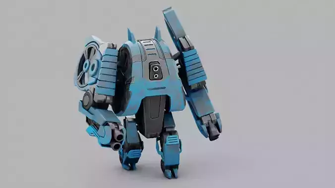 Military robot rigged animated character