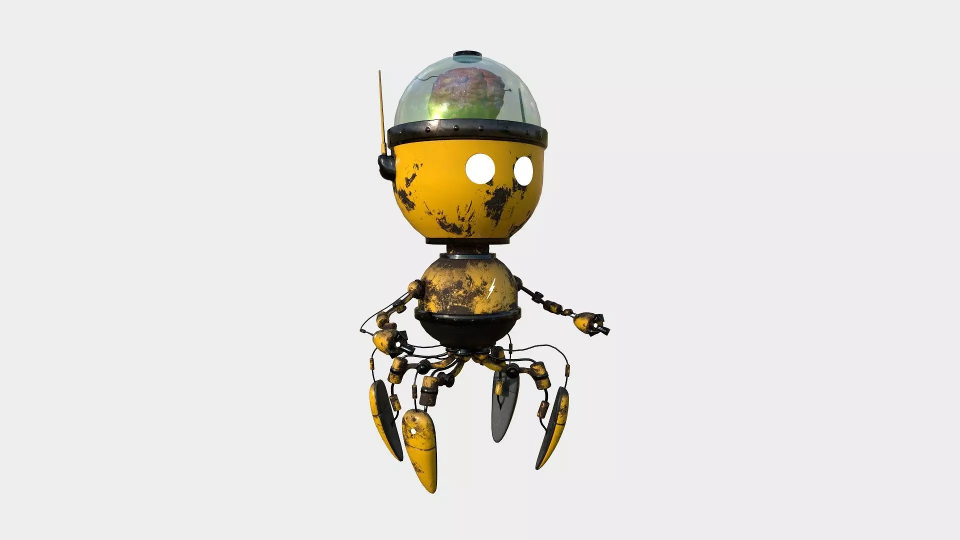 Brain Robot G05 Yellow - SciFi Character Design Low-poly 3D model_0