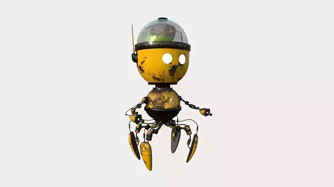 Brain Robot G05 Yellow - SciFi Character Design Low-poly 3D model