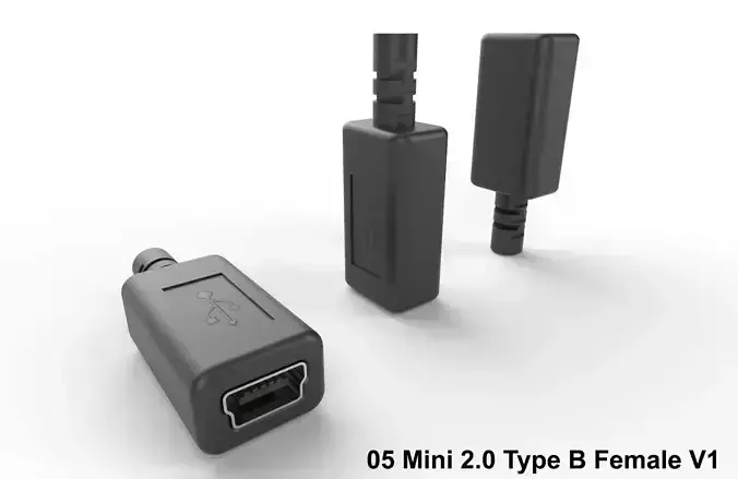 USB M5  Mini 20 Type B Female V1 Low-poly 3D model