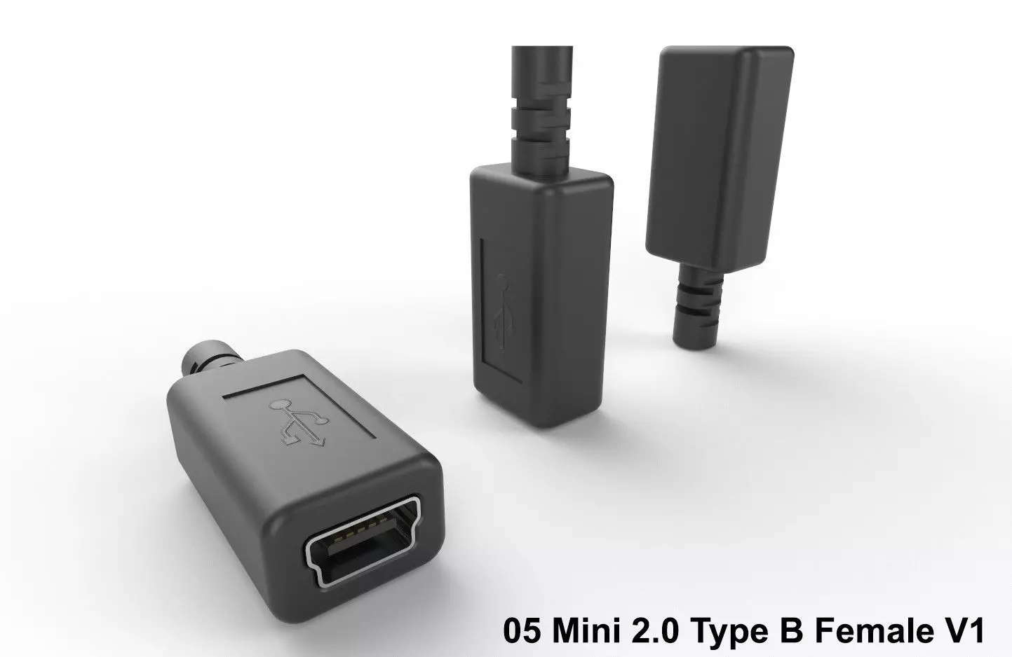 USB M5  Mini 20 Type B Female V1 Low-poly 3D model_0