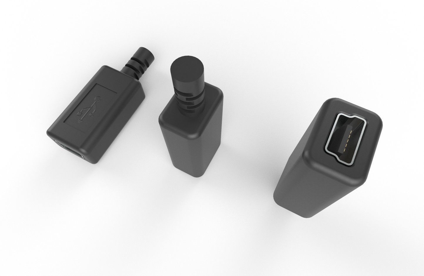 USB M5  Mini 20 Type B Female V1 Low-poly 3D model_15