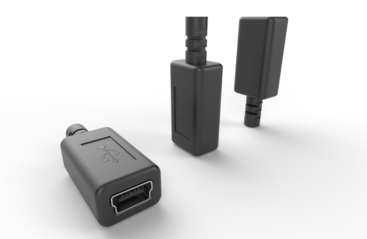 USB M5  Mini 20 Type B Female V1 Low-poly 3D model_17