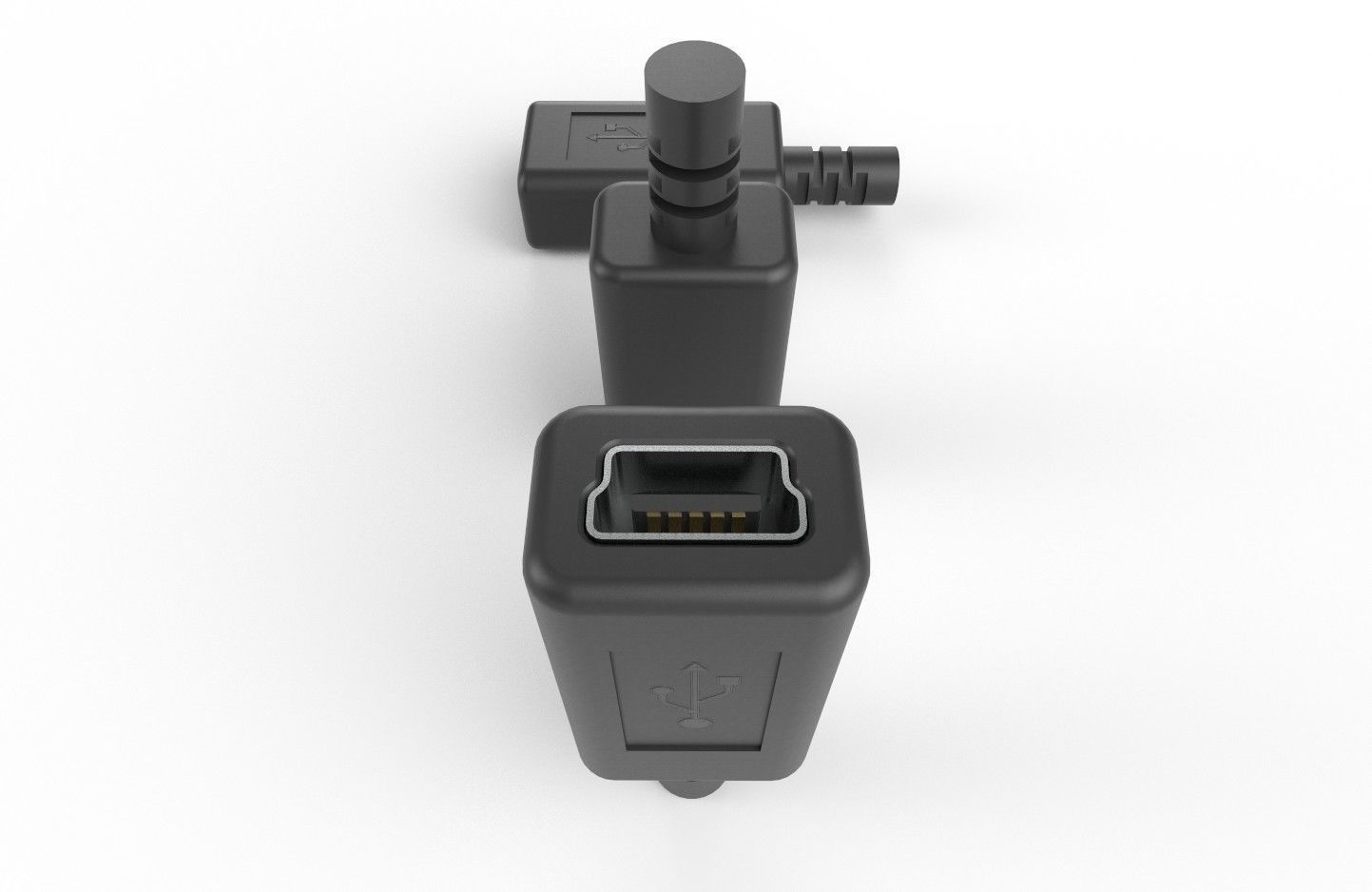 USB M5  Mini 20 Type B Female V1 Low-poly 3D model_24