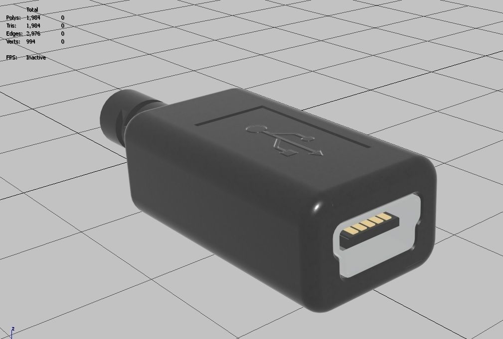 USB M5  Mini 20 Type B Female V1 Low-poly 3D model_16