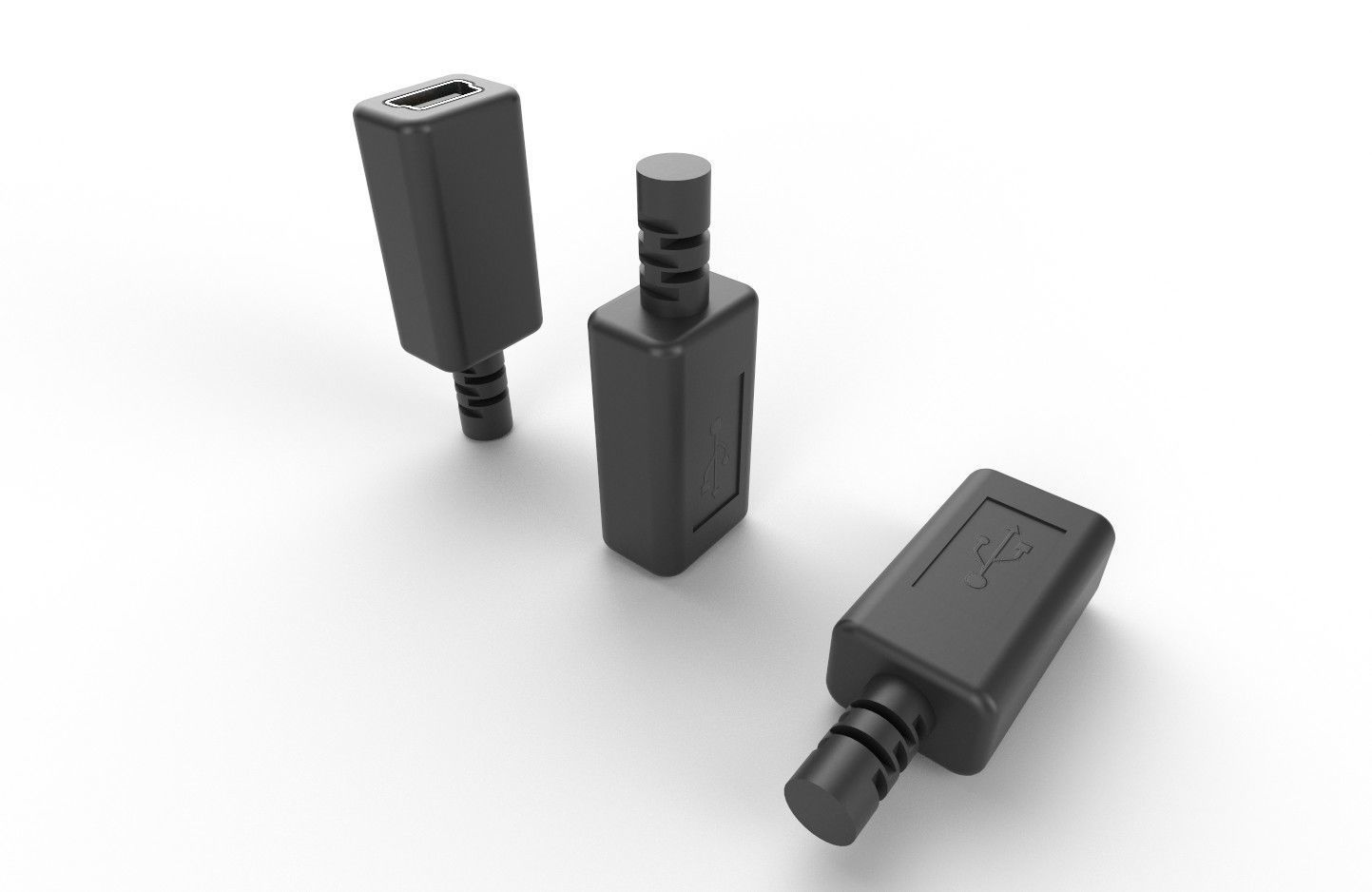 USB M5  Mini 20 Type B Female V1 Low-poly 3D model_28