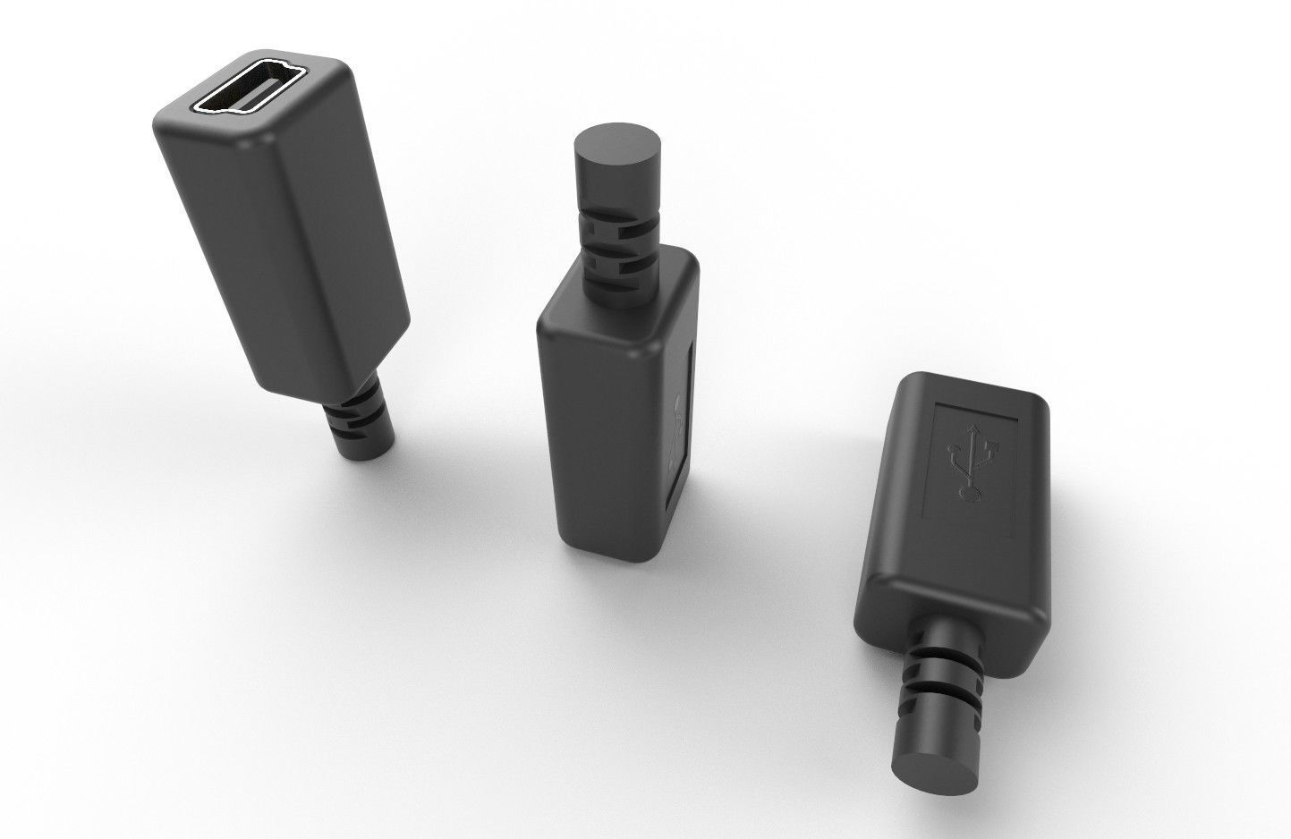 USB M5  Mini 20 Type B Female V1 Low-poly 3D model_11